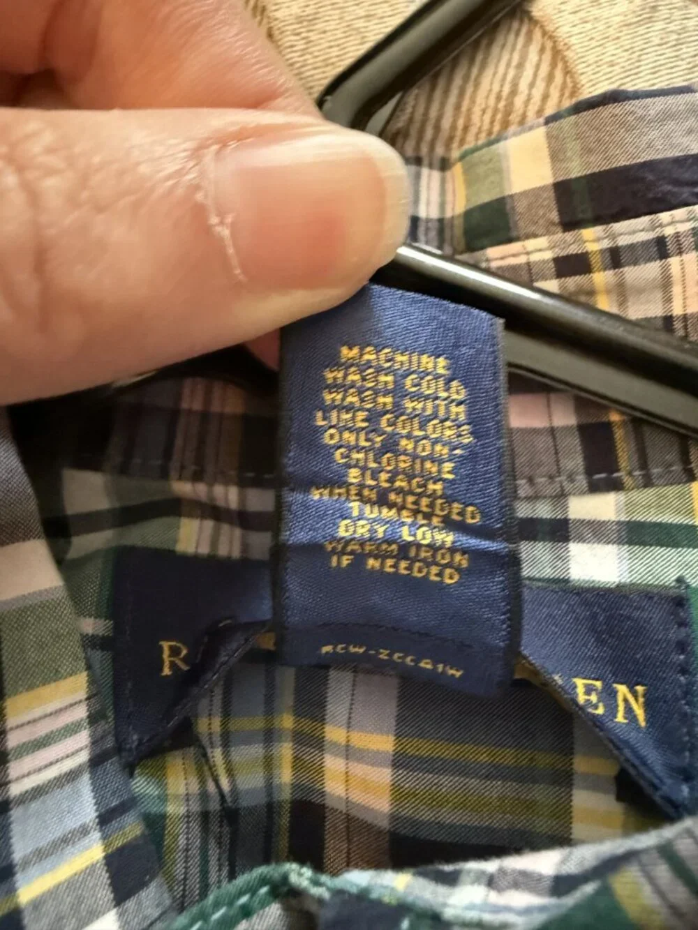 Boys Large 14-16 Ralph Lauren Polo Button Down Long Sleeve Blue Plaid Shirt Logo